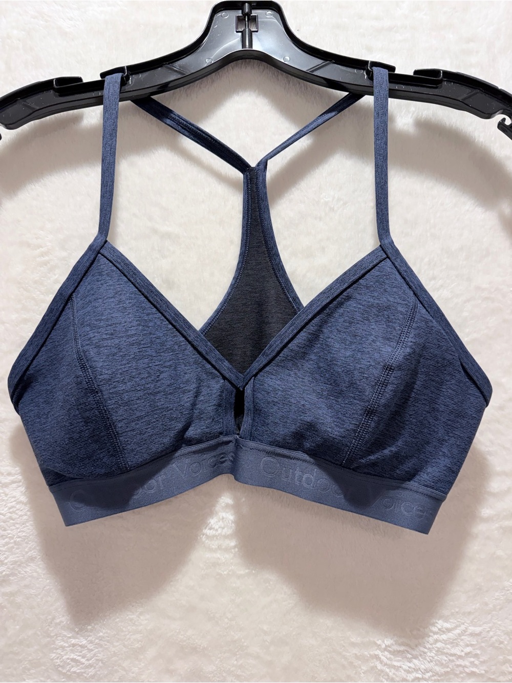 Outdoor Voices Racerback Sports Bra Heathered Navy Padded Sm low support CKB071 View 6